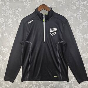 Reebok‎ LA Kings NHL Center Ice Pullover Jacket 1/4 Zip Black Men's M Play Dry